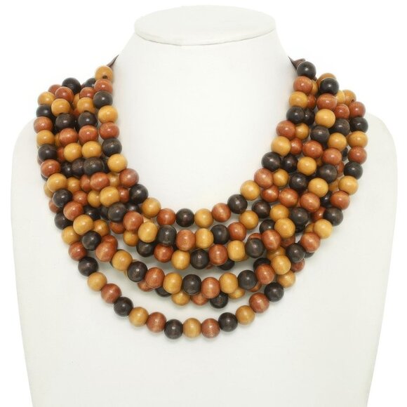 Multi-strand Wood Bead Necklace - Picture 1 of 2